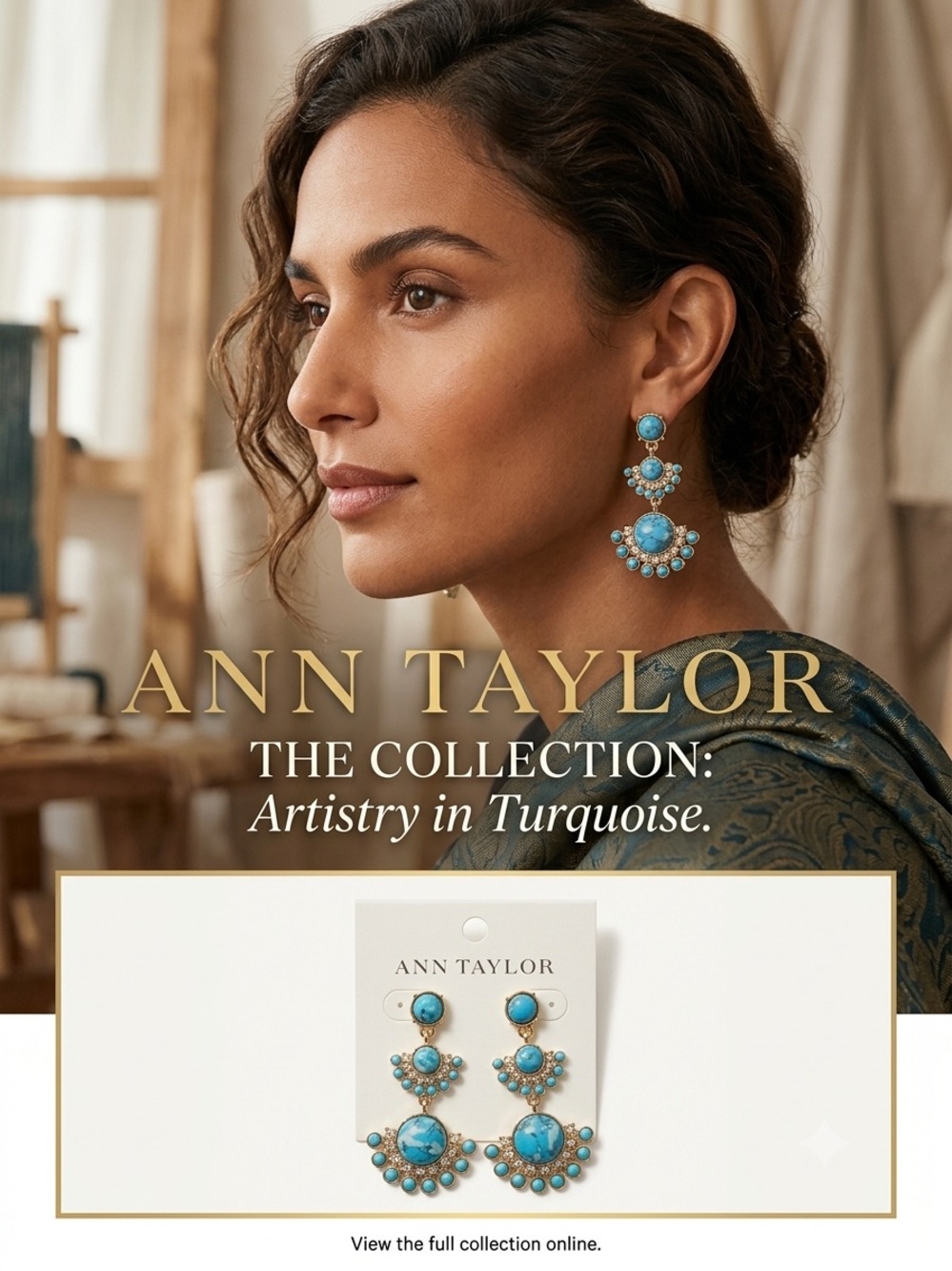 Ann Taylor Turquoise Beaded Drop Earrings